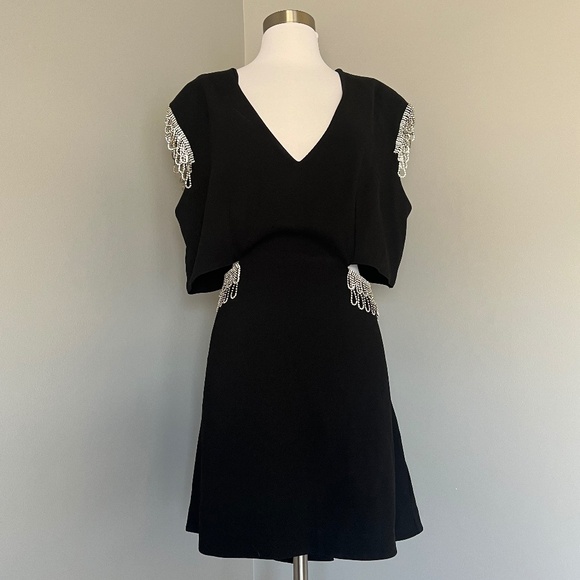 H&M Studio‎ Collections 2022 Black Rhinestone Detail Cutout Mini Black Dress XL - Picture 7 of 16